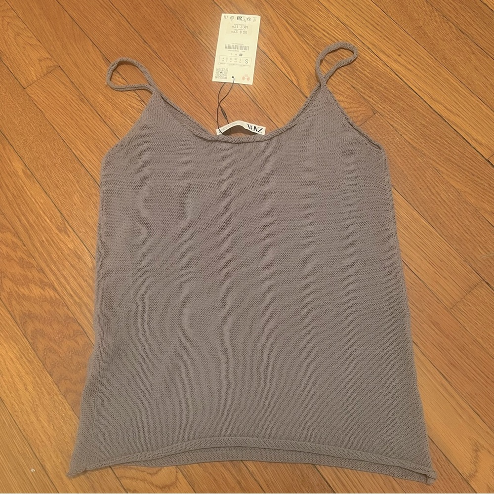 NWT Zara Knit Strappy Top Anthracite Gray Small - Picture 4 of 6